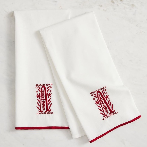 Nordic Alphabet Cotton/Linen Tea Towels - Set Of 2 Letter A - Picture 1 of 1